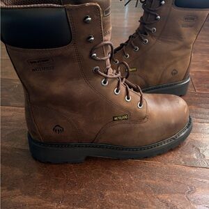 Wolverine Brown Leather Waterproof MetGuard Work 🥾 BRAND NEW NEVER WORN